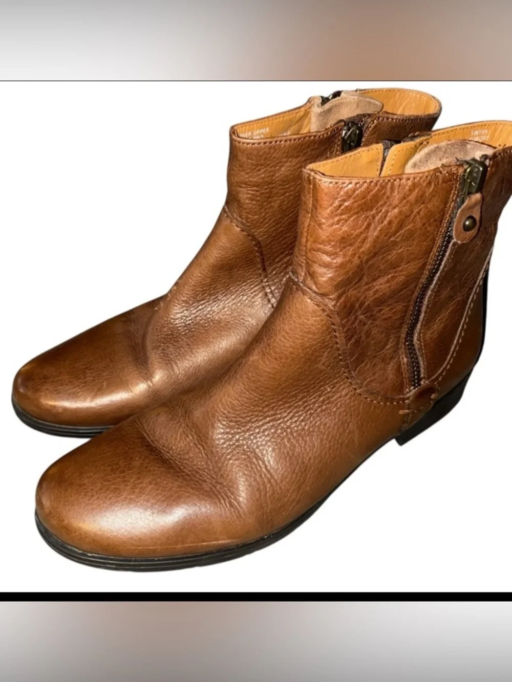 EARTHIES Sintra Almond Brown Leather Booties 9.5